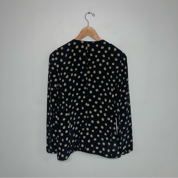 Christian Dior Vintage Silk Blazer Jacket Women's Size 8 Black Tan Polka Dot Top - Picture 7 of 12